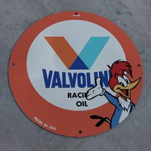 Vintage 1949 Valvoline Racing Oil &#39;&#39;Woody Woodpecker&#39;&#39; Porcelain Gas &amp; Oil Sign - £99.68 GBP