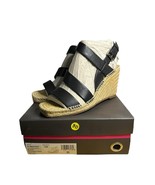 Vince Camuto Martissy Black Allegra Leather Espadrille Wedge Sandals Wom... - $49.50