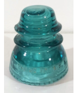 Vintage HEMINGRAY 42 GLASS INSULATOR Teal Aqua Blue Green Railroad Telep... - $12.34