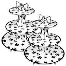 2 Set 3-Tier Dog Paw Print Round Cardboard Cupcake Stand For 24 Cupcakes... - $25.99