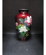 Cloisone Shippo Yusen pigeon blood red floral vase 7&quot; - £98.55 GBP
