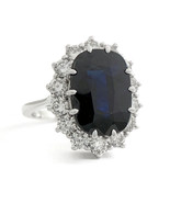 Authenticity Guarantee 
Oval Black Sapphire Diamond Halo Gemstone Ring 1... - £4,951.83 GBP