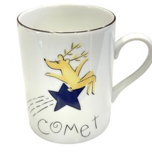 Pottery Barn Reindeer Comet Mug Made In Japan 6&quot; Holiday Christmas Silve... - £11.76 GBP