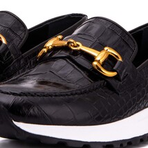 The Milan Black Croc-Embossed Leather Women Sneaker image 5