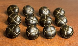 Vintage Brown Dome 0.625” Faux Woven Leather Style Buttons Metal Shank L... - $218.41 MXN