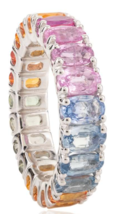 18 Karat White Gold 6.54 Carat Multi Colored Sapphire Eternity Band Ring - £1,316.97 GBP