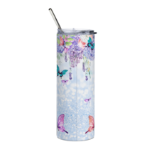 Hydrangea Butterfly Stainless Steel Tumbler - £23.48 GBP