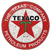 Texaco The Texas Company Vintage Style Novelty 12&quot; Round Metal Sign NEW! - £9.38 GBP