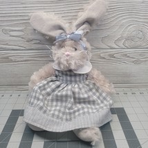 Ganz Grey Zoe Bunny Rabbit Stuffed Animal Plush Easter Spring Dress 15&quot; - £15.72 GBP