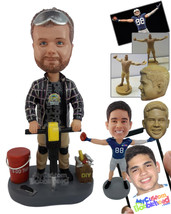 Personalized Bobblehead Driller With His Drilling Machine And Essentials - Caree - £80.66 GBP