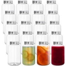 20 Pack 17 Oz Disposable Plastic Juice Bottles With Aluminum Caps, Reusable Clea - £25.47 GBP