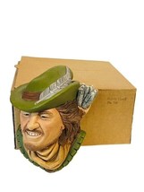 Bosson Chalkware Legend Face Figurine England Wall Bust Vtg Robin Hood 1985 Box - £66.28 GBP