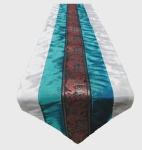 TIL141 Turquoise Elephant runner tablecloth tablerunner silk 250x30cm 99&quot;x12&quot; - £14.38 GBP