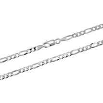 Stylish and Modern 3mm Plain Figaro Chain 18-inch Sterling Silver Necklace - £21.65 GBP