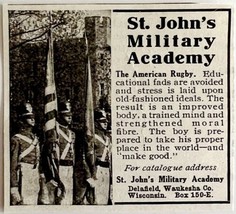 1916 St John&#39;s Military Academy Advertisement School American Rugby DWMYC4 - £15.13 GBP