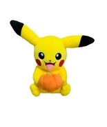 Pikachu 8in Halloween Plush Yellow And Black With Pumpkin Stuffed Toy - $213.40 MXN