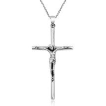 Divine Devotion Jesus Christ Sterling Silver Crucifix Pendant Necklace - £28.16 GBP