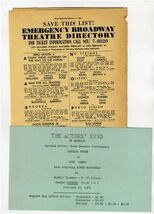1963 Emergency Broadway Theatre Directory &amp; Benefit Performance Flyer - $27.69