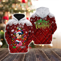 Minnie Mouse Ho Ho Ho Merry Christmas Xmas Gift Zip Hoodie 3D Printed - £29.44 GBP+