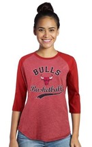 NWT NBA Chicago Bulls &quot;Wade&quot; Women&#39;s Size Large Red 3/4 Sleeve Raglan Tee Shirt - £16.25 GBP