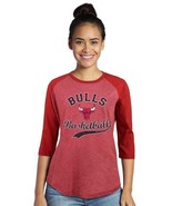 NWT NBA Chicago Bulls &quot;Wade&quot; Women&#39;s Size Large Red 3/4 Sleeve Raglan Te... - £16.57 GBP