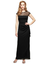 Nwt Atelier Danielle ~Size 6~ Sequined Illusion Neckline Black Formal Dress Z1 - £47.89 GBP
