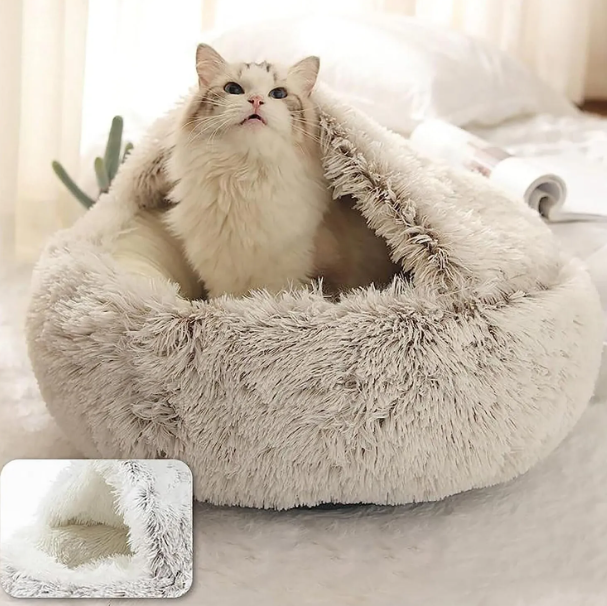 Super Soft Cat Bed Warm & Cozy Soft Plush Round Bed for Home & Travel Washable