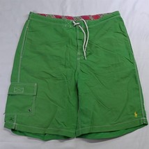 Polo Ralph Lauren L x 11&quot; Green Mesh Lined Swim Trunks Cargo Board Shorts - £19.66 GBP
