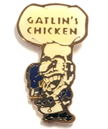 Gatlin’s Chicken Cartoon Chef Restaurant Promotional Advertising Enamel Pin - $237.43 MXN