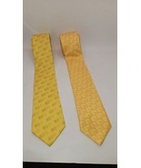 2 Knotty Tie Co Mens Necktie Ties Yellow Made in the USA Pattern Logo Slim  - $10.69