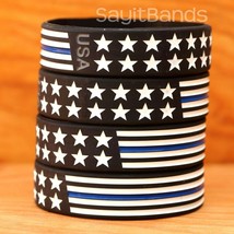 BOLD Wristbands Wider Flag Thin Blue Line Bracelet USA Design Bracelet Lot - £4.66 GBP+
