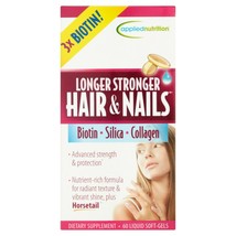Applied Nutrition Longer Stronger Hair &amp; Nails Liquid Soft-Gels, 60 ct.. - £20.56 GBP