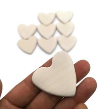 9Pc 40mm Handmade Ceramic Bisque Blank Heart Tiles Ready To Paint, Love Cabochon - £25.53 GBP