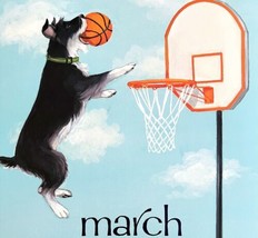 Schnauzer Basketball March Dog Days Poster Calendar 14 x 11&quot; Art Leigh D... - £24.03 GBP