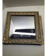 Victorian Square Etched Hanging Wall Mirror Ornate  Gold Wood Frame - €44,17 EUR