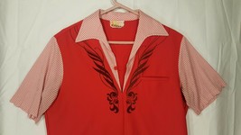 VTG Iolani McInerny Hawaiian Shirt Red Tribal Lounge Sz M - £58.96 GBP