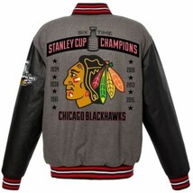 Chicago Blackhawks 6 Times Stanley Cup Champions Wool Reversible Jacket ... - £160.25 GBP