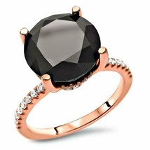 6ct Black Simulated Diamond Hidden Halo Solitaire Ring 14K Rose Gold plated - £73.38 GBP