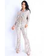 Women&#39;s Sequin Button Down Shirt And Pant Set - $84.46 CAD