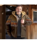 Unisex Cardigan Native Buffalo Coats Festival Print Thick Outdoor Huntin... - $90.00