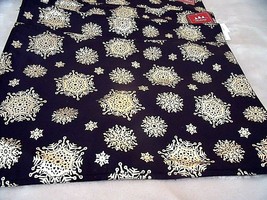 New Set 6 Black &amp; Metallic Gold Snowflake Placemats Fabric Winter Reversible - £27.65 GBP