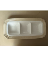 LENOX TIN CAN ALLEY 1pc RECTANGLE 3 HORS D’OEUVRE 12” WH/KHAKI DISH  SER... - $69.01