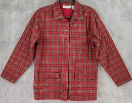 Victoria Jones Jacket Womens Petite Medium Red Plaid Quilted Vintage Button Up - $37.61