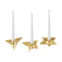 2021 Georg Jensen Christmas Holiday Candle Holders Stars Gold 3 pc - New - £42.67 GBP