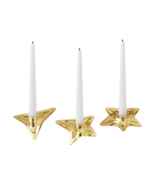 2021 Georg Jensen Christmas Holiday Candle Holders Stars Gold 3 pc - New - £42.72 GBP