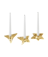 2021 Georg Jensen Christmas Holiday Candle Holders Stars Gold 3 pc - New - $74.43 CAD