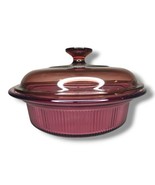 Corning Visions Cranberry 1 Qt 1 L V-31-B Covered Casserole EXCELLENT - £16.01 GBP