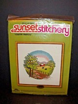 Sunset Stitchery 2800 Country Meadow 1979 New Terrece Woodruff 12&quot; x 12&quot;... - £16.18 GBP