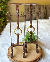 Candle Holder Country Rustic Farmhouse Metal Bridle Strap Reins Pillar Western - £36.60 GBP