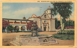 Linen Postcard CA N212 1945 Military from San Diego Mission San Luis Rey Francia - £4.58 GBP